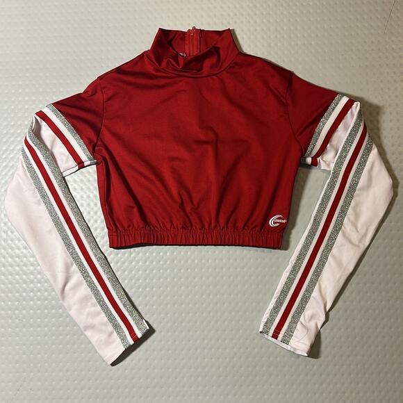 Chasse Cheer Adult Medium red long sleeve crop top dance NWOT - Picture 3 of 7